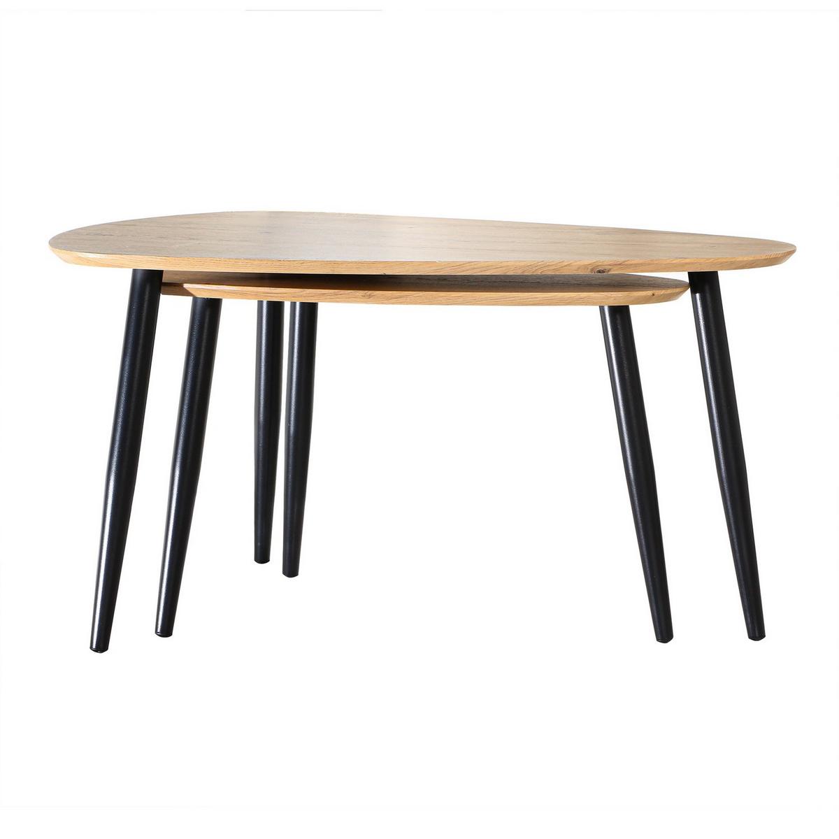 TISCH ineinander 2er-Set mit Metallbeinen 80/60/42 cm - Eschefarben, Holzwerkstoff (9.5/60/42cm) - Calicosy