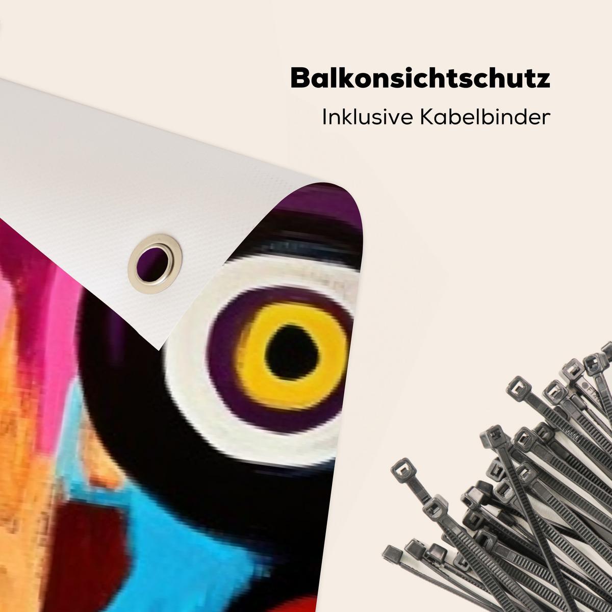 BALKON-SICHTSCHUTZ Abstrakt - Gesicht - Farbenfroh Deko XXL 500x110 cm - Multicolor, Kunststoff (500/110cm) - MuchoWow