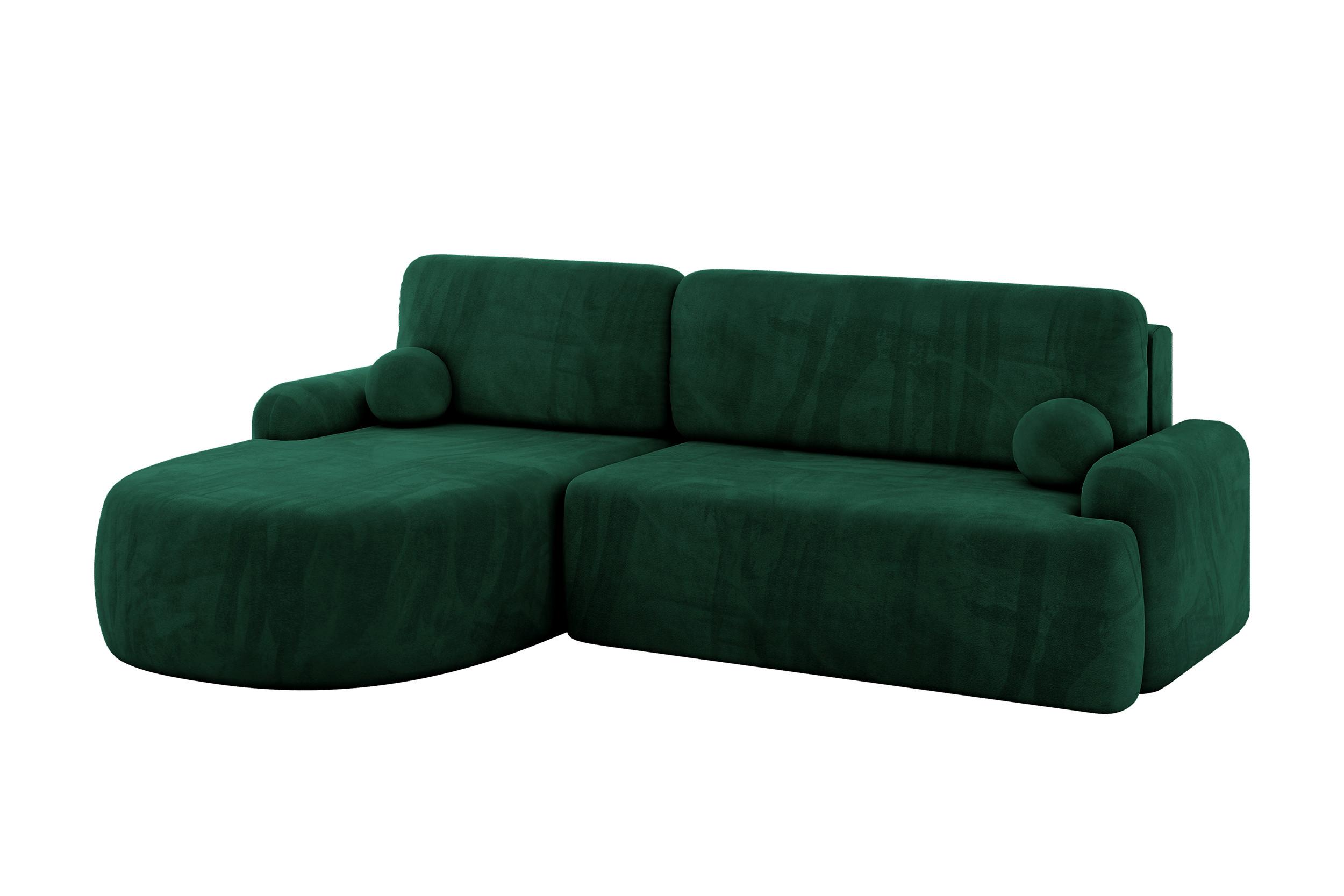 ECKSOFA mit Schlaffunktion und Bettkasten LIRA-L - 264x172x89 Grün - Grün, Holzwerkstoff/Textil (264/172cm) - ALTDECOR
