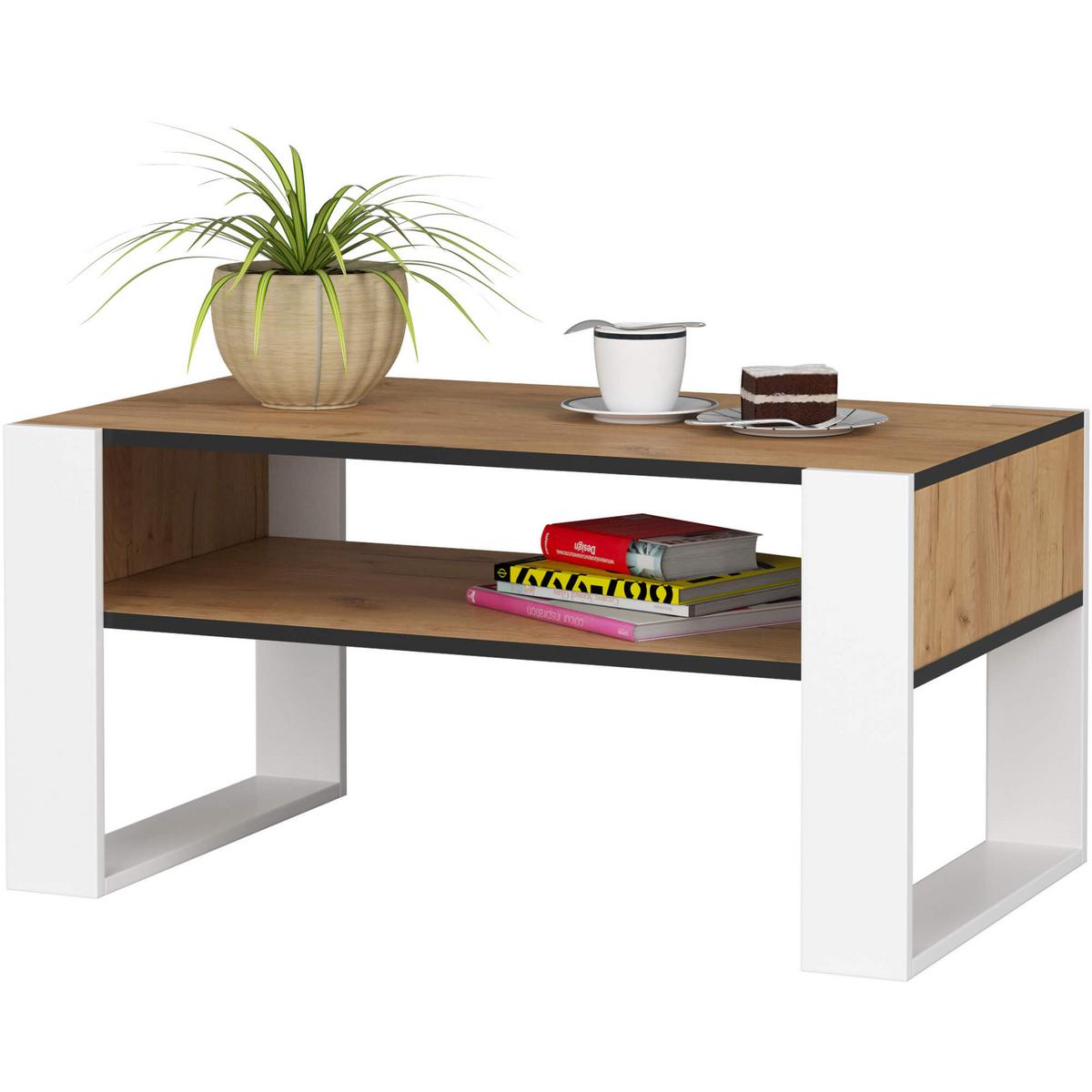 COUCHTISCH Eiche Craft, Weiß 45/92/53 - Weiß, Textil (53/92/45cm) - RAUMHIRSCH FURNITURE