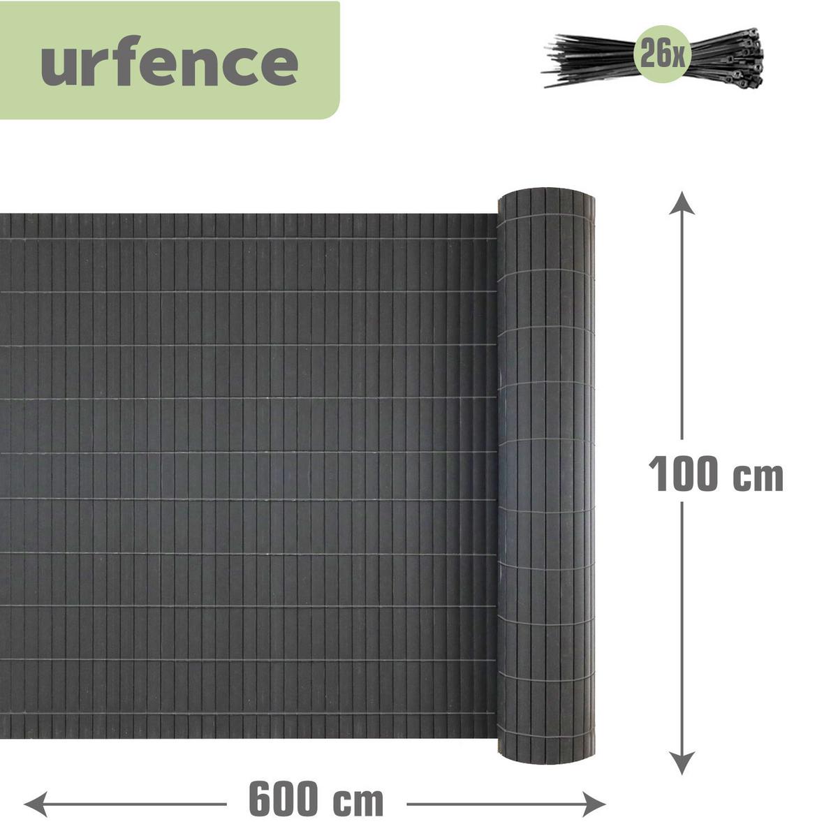 100X600 Sichtschutz Balkon - PVC Sichtschutzmatte Garten - Windschutz Terrasse - Grau, Kunststoff (0.9/100cm) - urfence