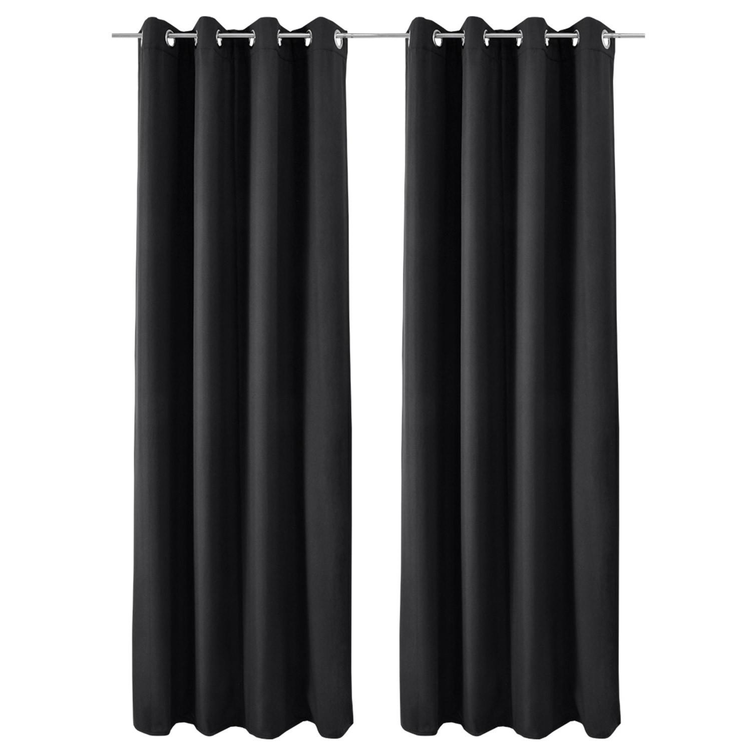 VORHANG Amelie TO mit Öse 140x245cm Schwarz (2tlg) - Schwarz, Textil (140/245/1cm) - Beautissu 