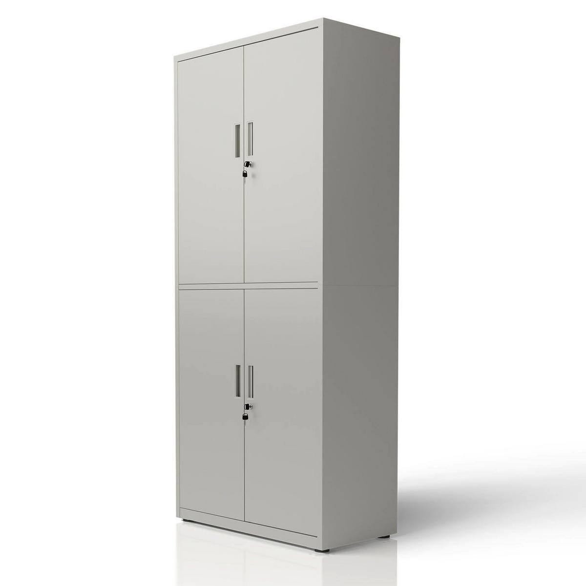 METALLSCHRANK 180/80/40 cm hellgrau abschließbar - Hellgrau, Metall (80/180/40cm) - Juskys
