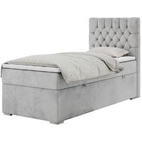 BOXBETT PERA 90/200 Hellgrau Velvet - H3 - Rechts Seite - Hellgrau, Holz/Textil (90/200cm) - MKS