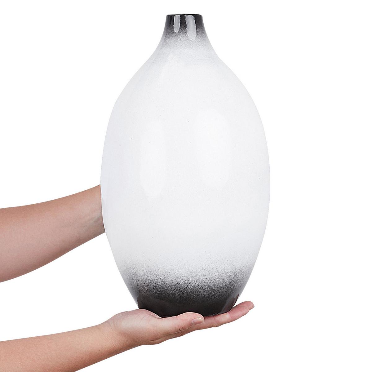 DEKOVASE Terrakotta weiß Baeza - Weiß, Stein (36cm) - Beliani
