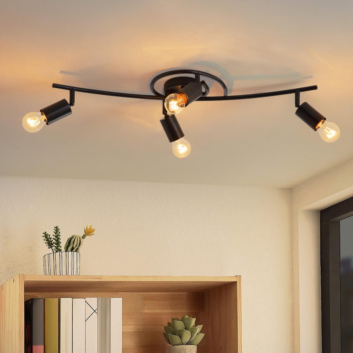 DECKENSTRAHLER Leighton 4-flammig 67/10/20cm - Schwarz, Metall (67/10/20cm) - Nettlife