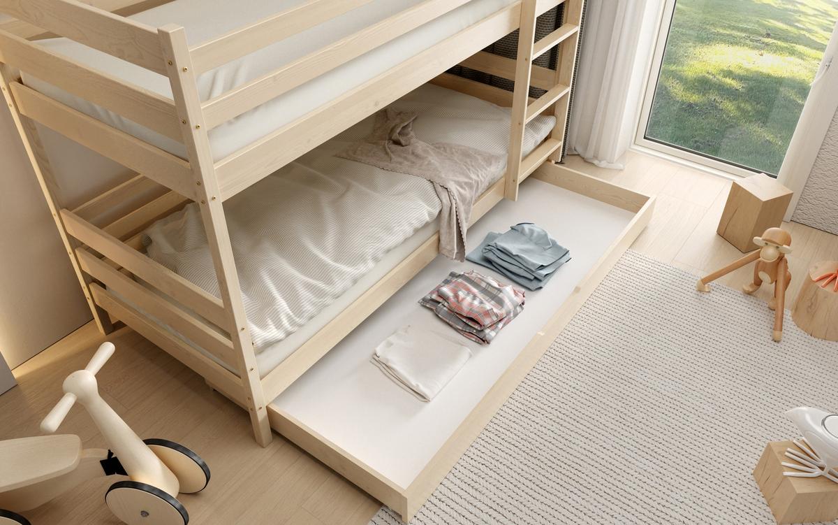 ETAGENBETT SIMBA mit Bettkasten 80x190 cm Kieferfarben - Kieferfarben, Holz (80/190cm) - MASSENO