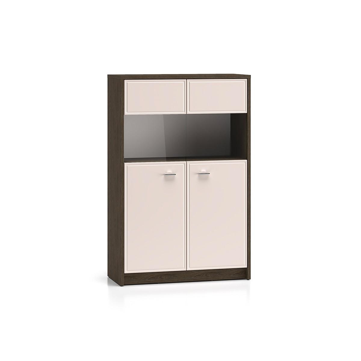 GESCHIRRSCHRANK Kaius Kaschmir und Dunkles Holz - Beige, Holzwerkstoff (91.6/140.5/40cm) - Petits-meubles
