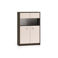 GESCHIRRSCHRANK Kaius Kaschmir und Dunkles Holz - Beige, Holzwerkstoff (91.6/140.5/40cm) - Petits-meubles