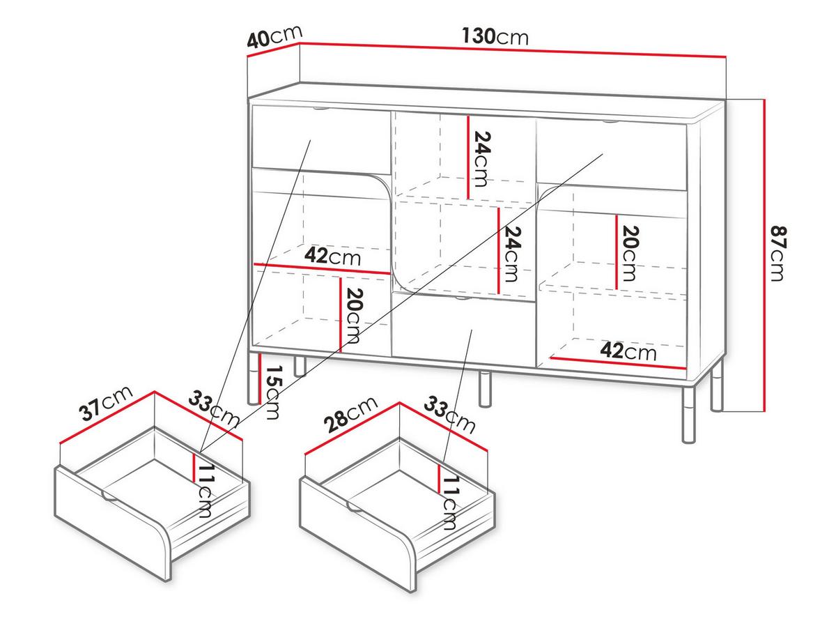 KINDERKOMMODE Harmony 3D3S HR06 - Kaschmir/Trüffeleichefarben, Holzwerkstoff/Kunststoff (130/87/40cm) - MIRJAN24