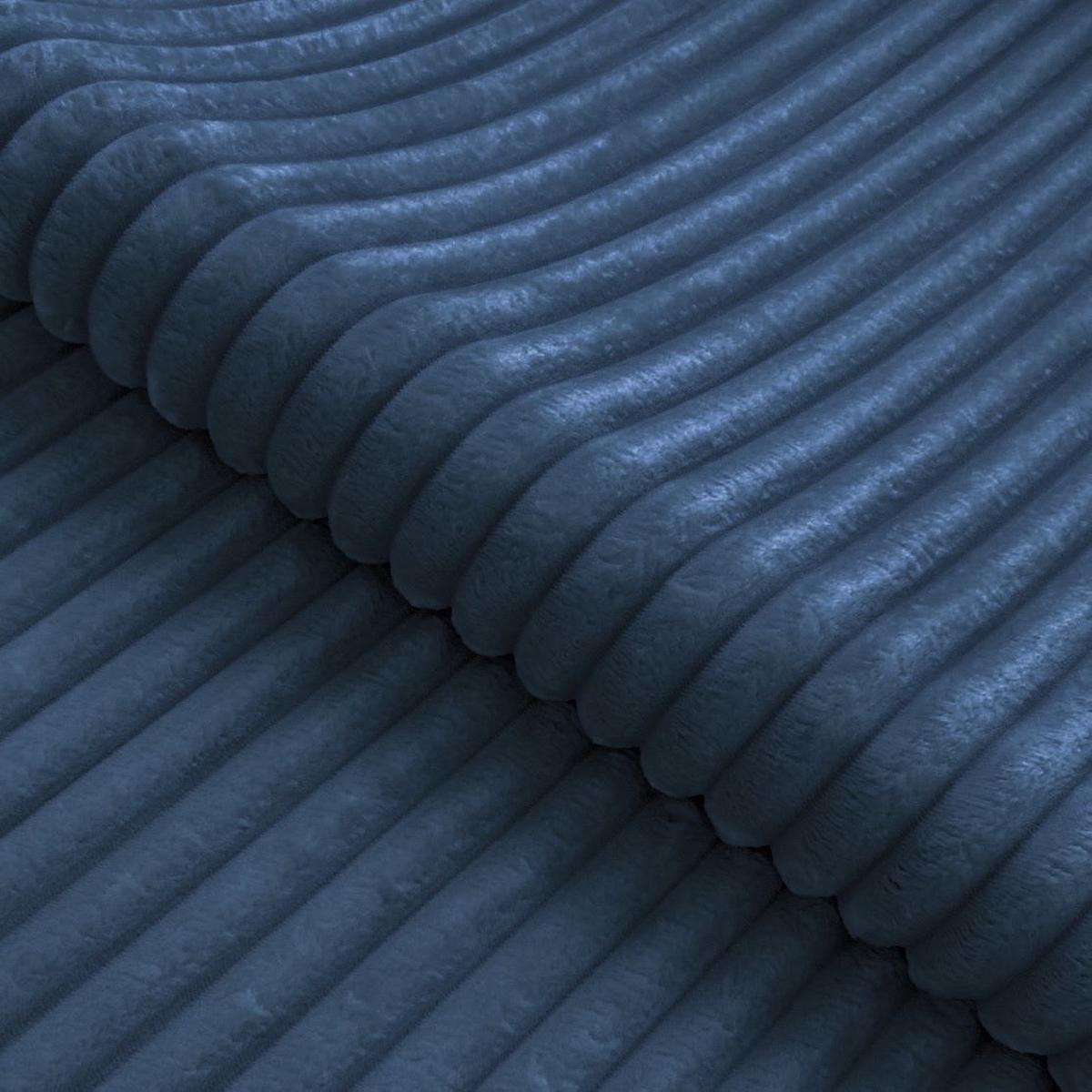 ECKSOFA Calma mit Schlaffunktion und Bettkasten im Bumpy-Design aus weichem Marineblau Plüschcord - Ottomane links - Blau/Schwarz, Holz/Kunststoff (239/140cm) - S-Style