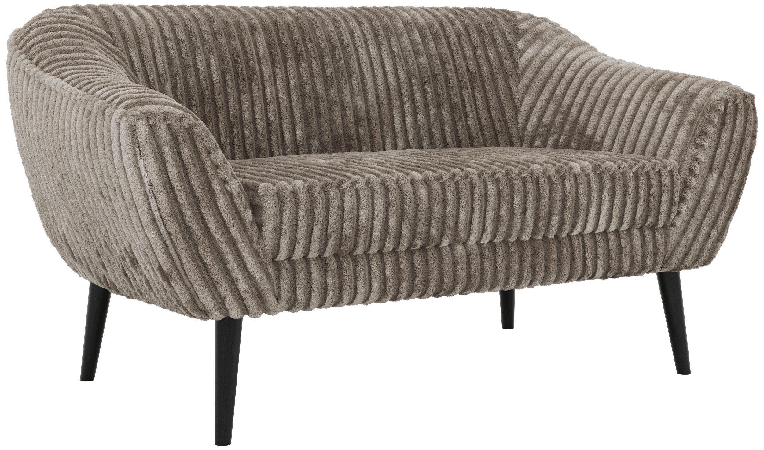 2-SITZER-SOFA PIRS - Hellbraun Cord - Schwarze Beine - Hellbraun/Schwarz, Holzwerkstoff/Textil (140/75/74cm) - MKS