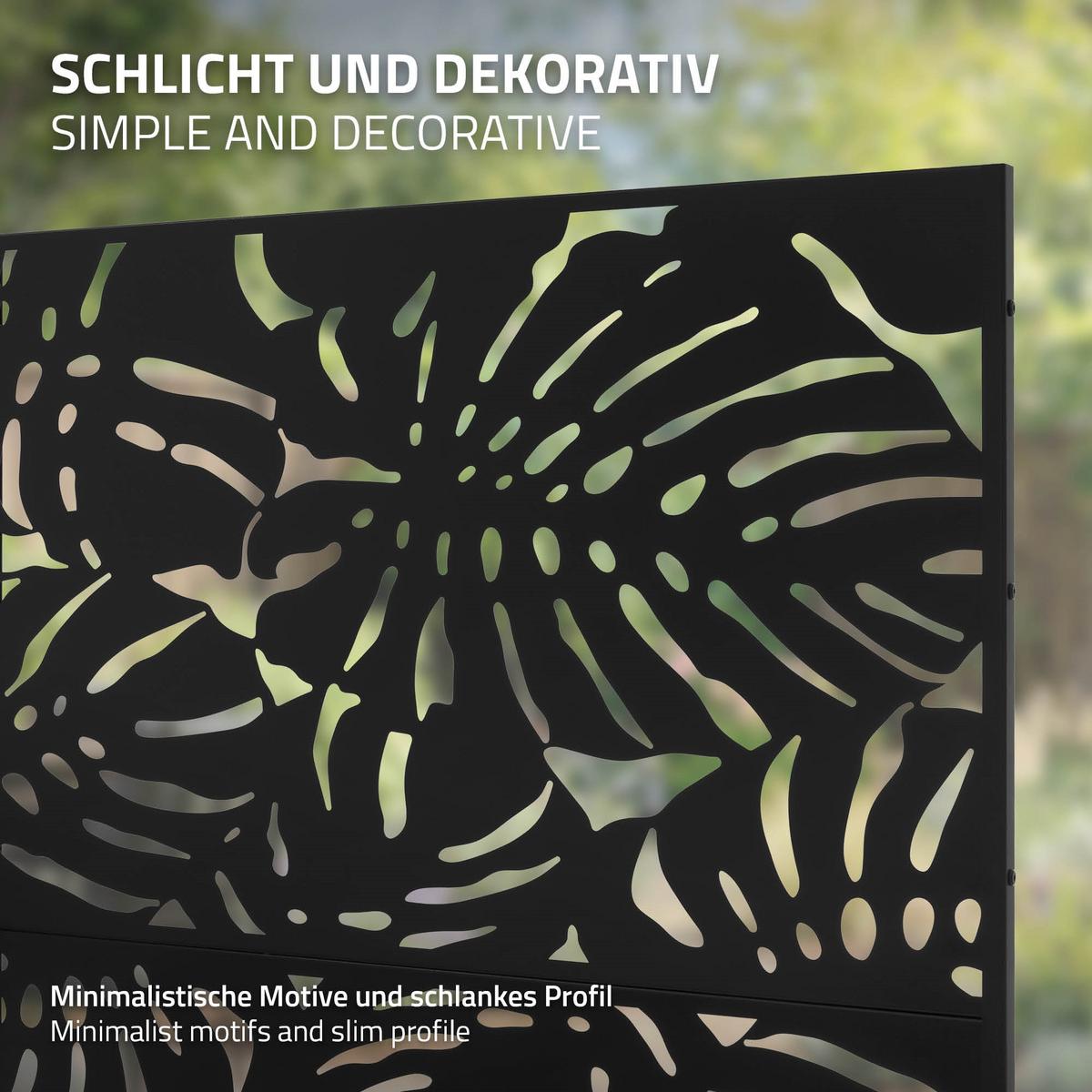 METALL-SICHTSCHUTZ Roma 120x180 cm Schwarz aus Stahl - Schwarz, Metall (120/183cm) - ML-DESIGN