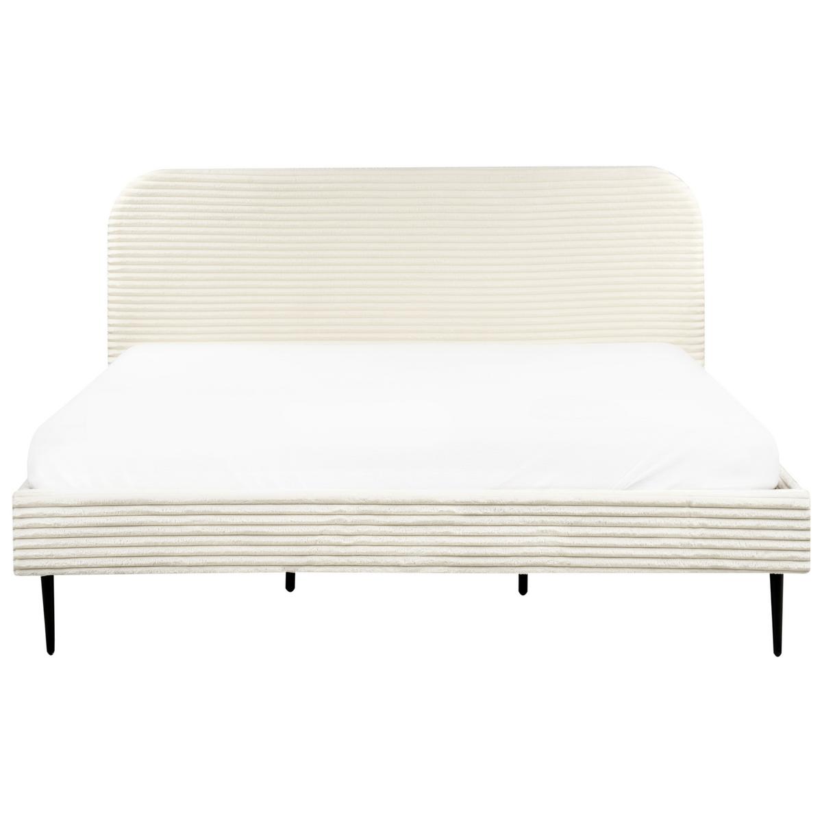 POLSTERBETT mit Lattenrost 180x200 cm Weiß Flayat - Creme, Textil (180/200cm) - Beliani