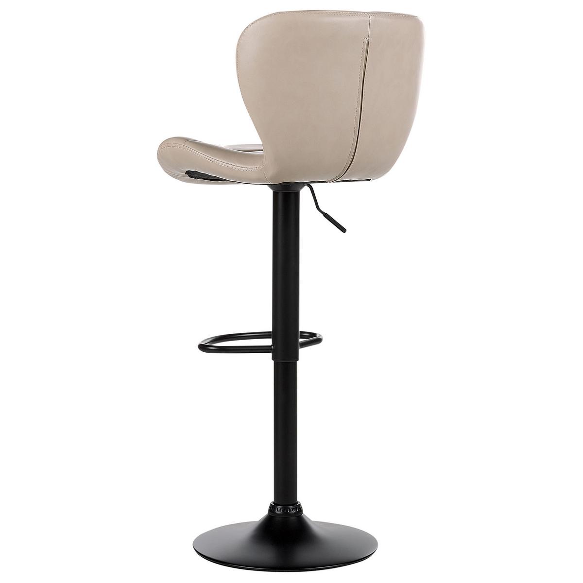 BARHOCKER 2er-Set Kunstleder hellbeige/schwarz höhenverstellbar Valetta - Beige/Schwarz, Kunststoff (46/89/51cm) - Beliani
