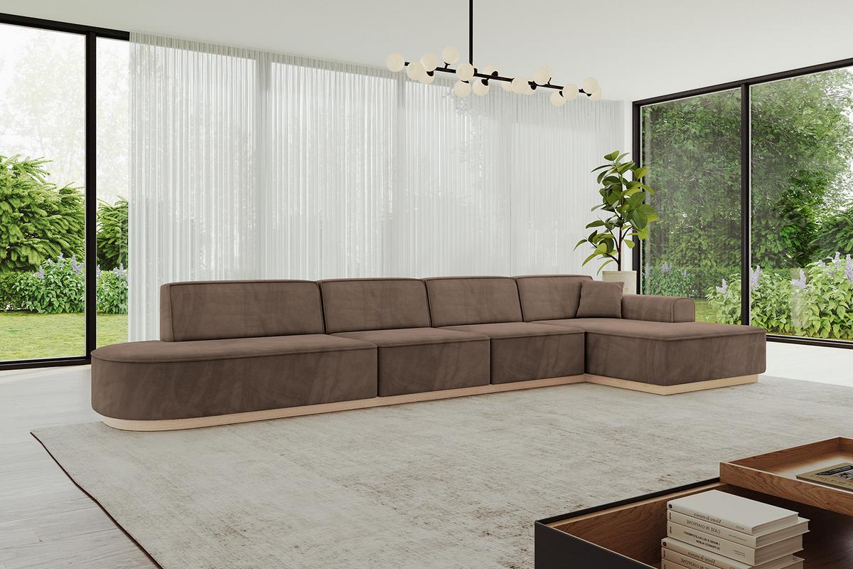 ECKSOFA Ottomane Rechts IREA-L3 - 412x165x80 cm Braun - Braun, Holzwerkstoff/Textil (412/165cm) - ALTDECOR