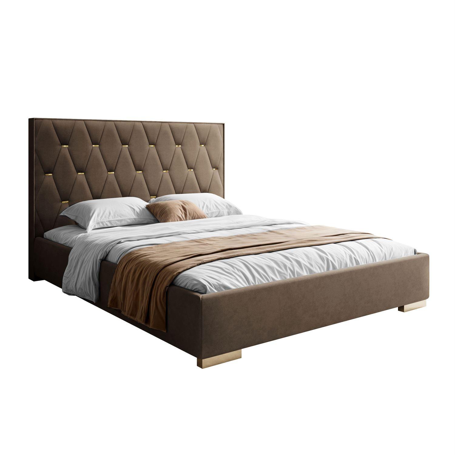 POLSTERBETT IZOLDA mit hohem Kopfteil 180x200 cm Royal Velvet 196 - Braun, Textil - Lookway