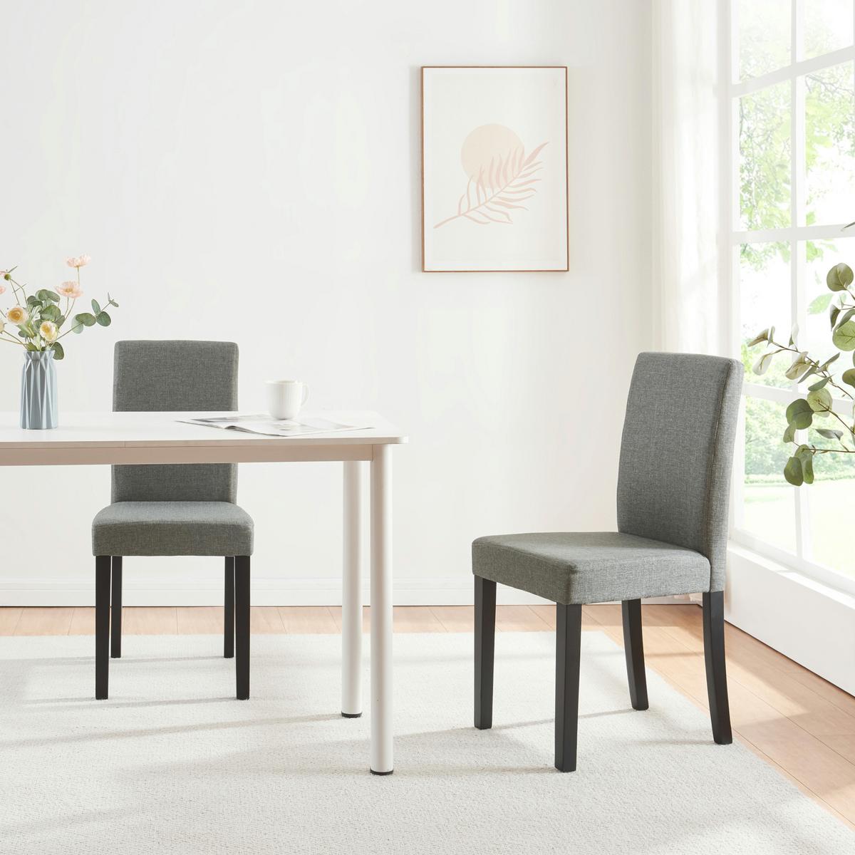 ESSZIMMERSTUHL-SET HAMBURG 6 TLG. - Hellgrau/Schwarz, Holz/Textil (43/89/54cm) - [en.casa]