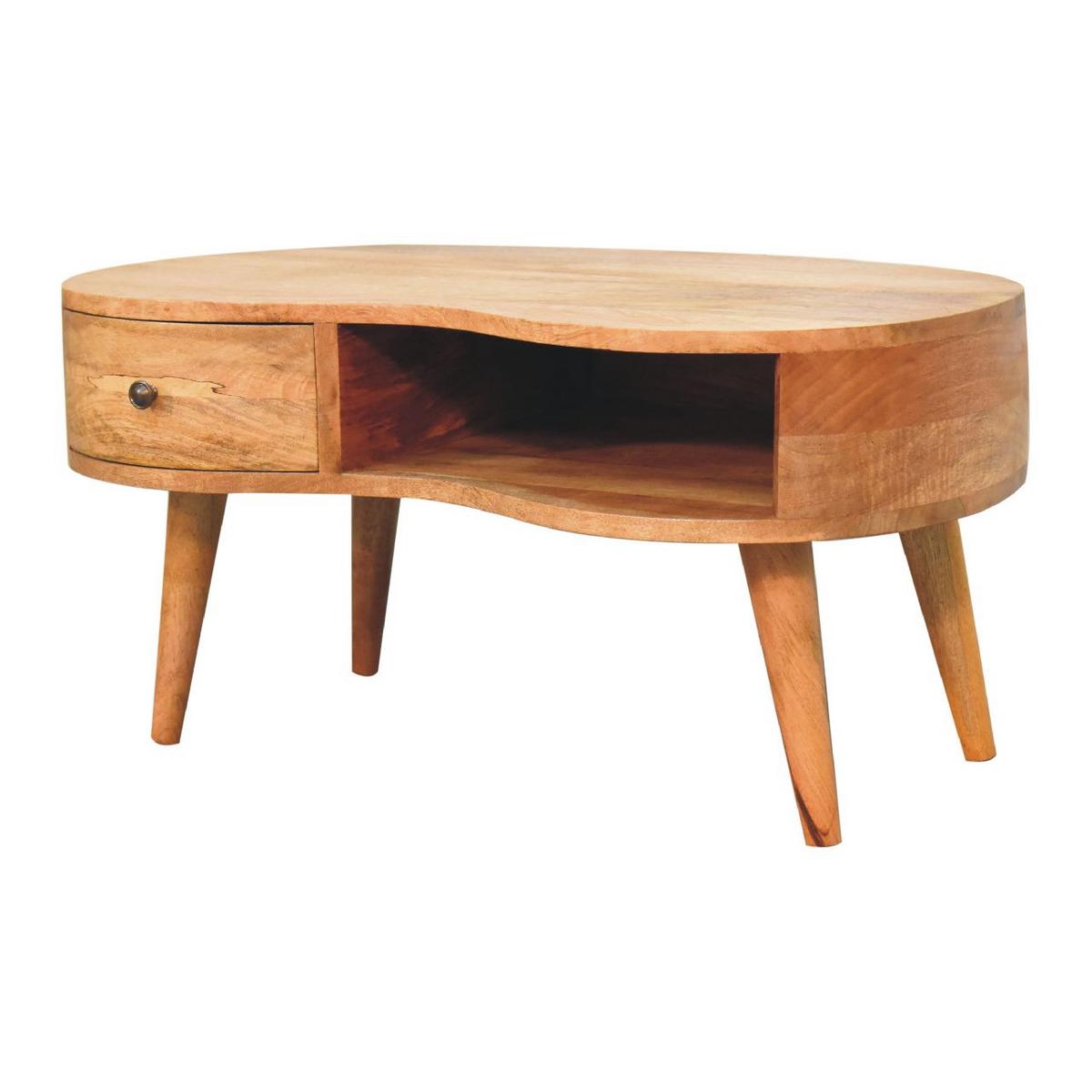 COUCHTISCH 1 Schublade, 1 offenes Fach, Nordische Beine, Beige - Messingfarben/Braun, Holz/Metall (50/80/40cm) - Artisan Furniture