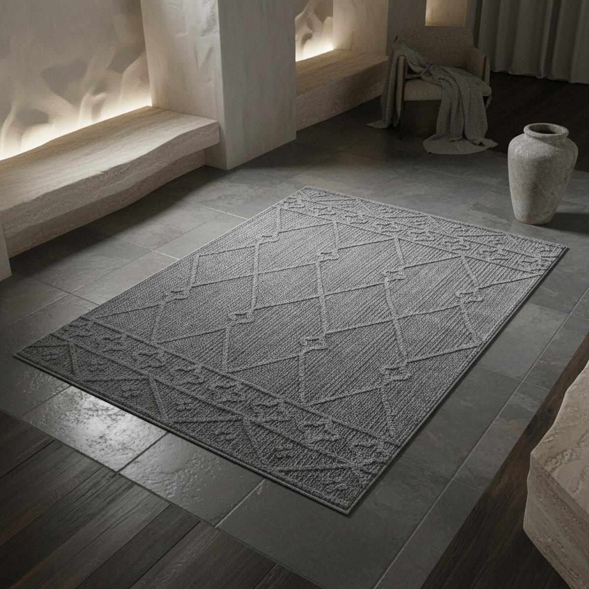 TEPPICH Outdoor IMST in Grau, im Berber-Stil, 120 x 170 cm - Grau, Textil (170/120cm) - KADIMA DESIGN