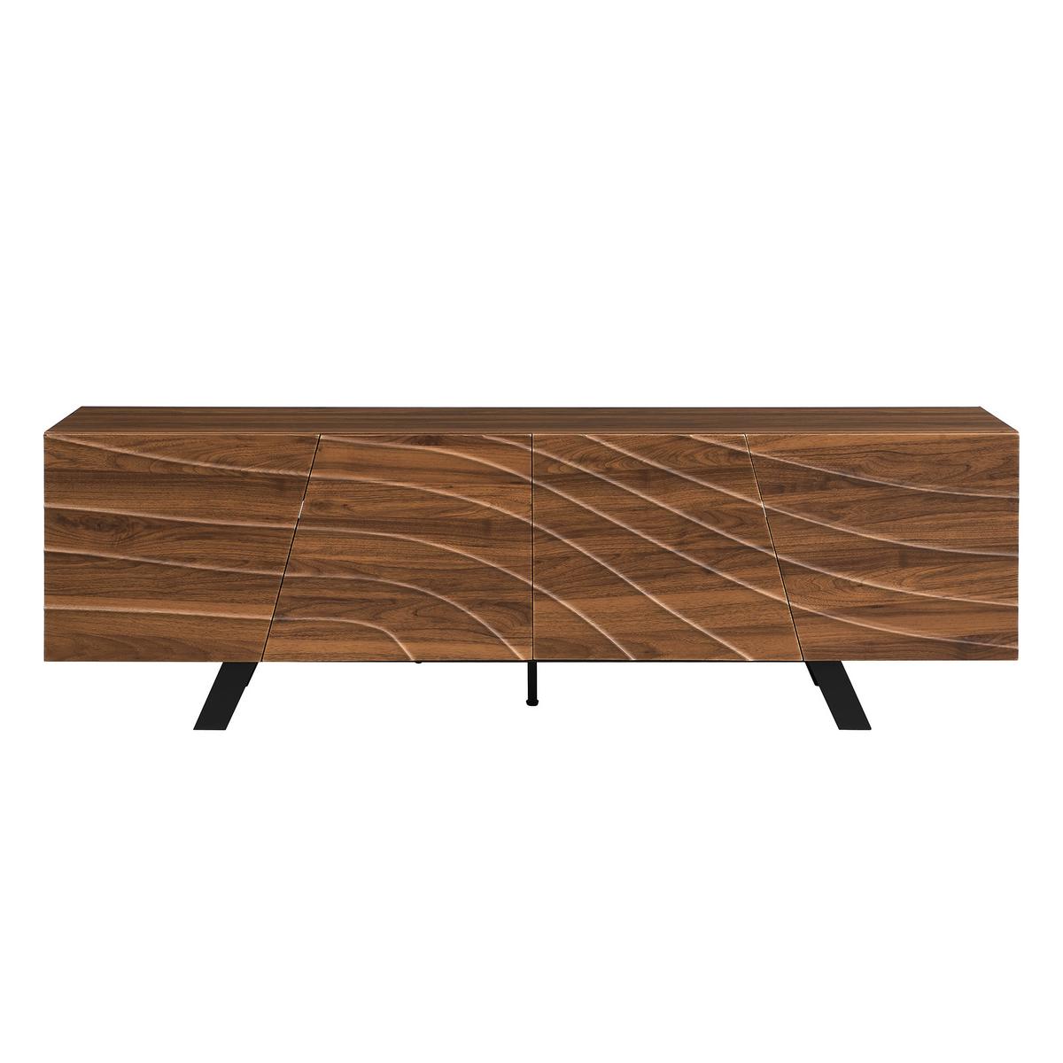 TV-LOWBOARD 160 cm in Walnuss-Optik Design - Schwarz, Holzwerkstoff (160/51/39cm) - Urban Meuble