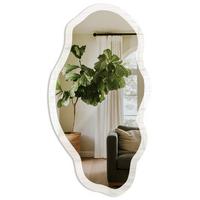 SPIEGEL 90x45 cm asymmetrisch mit Druck - Subtile Wellen - Transparent, Glas (45/90/0.4cm) - TULUP