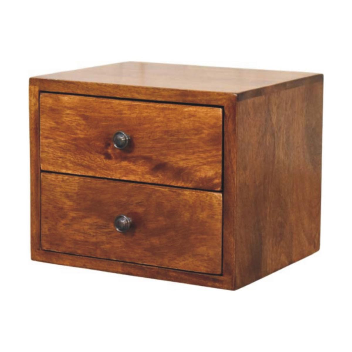 WANDNACHTTISCH Solis, Braun. - Messingfarben/Braun, Mangoholz/Holz (30/24/35cm) - Artisan Furniture