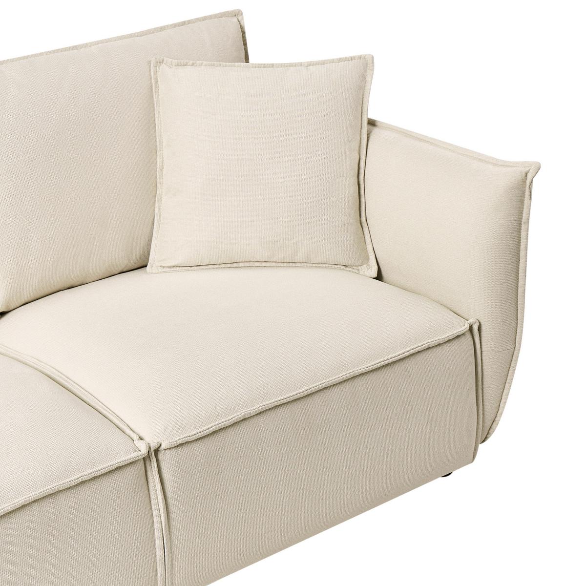3-SITZER-SOFA Stoff Hellbeige Kunes - Beige, Textil (190/82/92cm) - Beliani