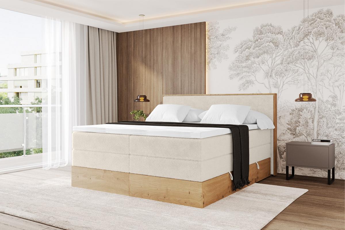 BOXSPRINGBETT LOLLI9 -KING 120x200 - H3/H4 Hellbeige - Sandfarben, Holzwerkstoff (120/200cm) - ALTDECOR