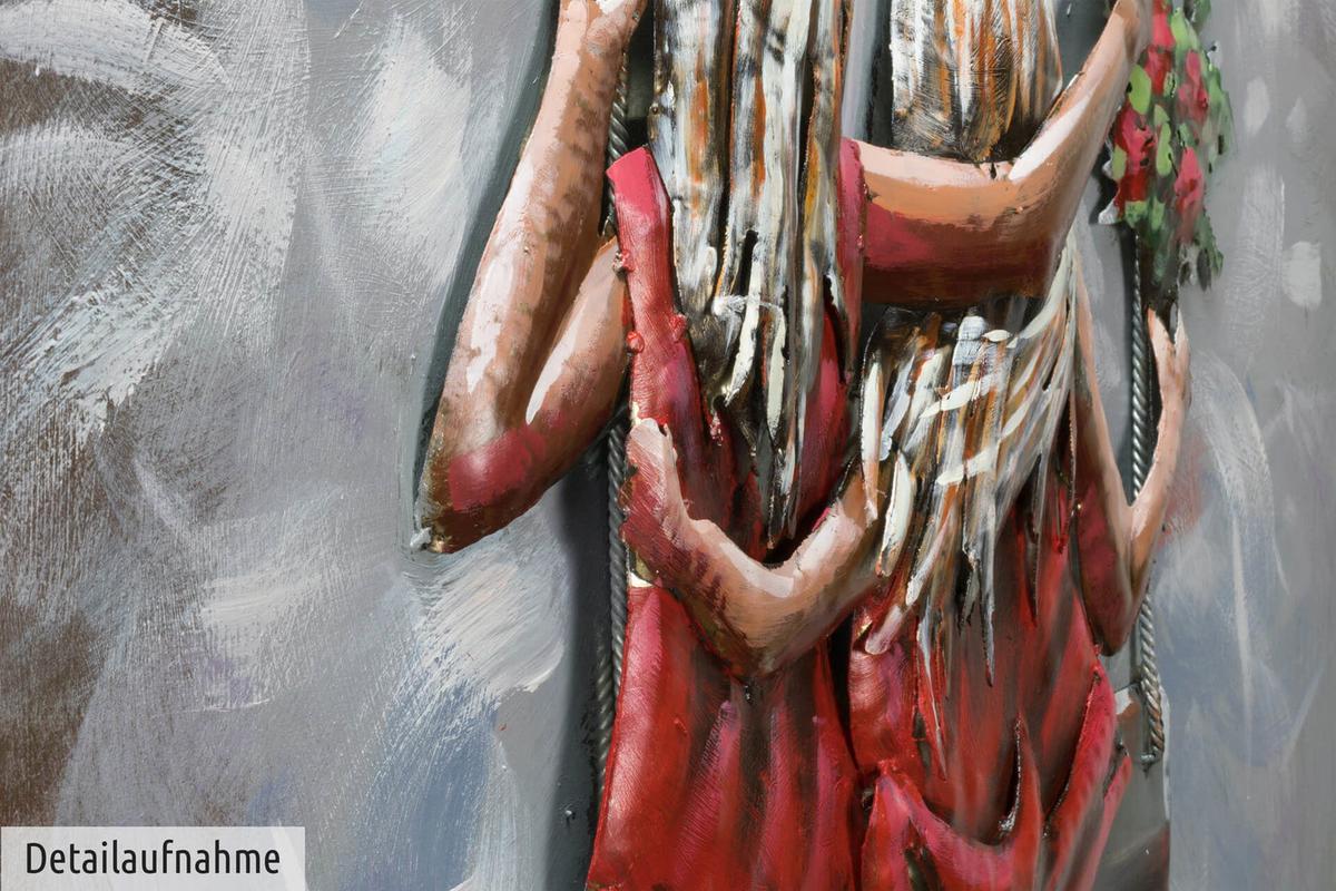 METALLBILD Rot 80/60 cm - Rot/Grau, Metall (5.2/60cm) - KUNSTLOFT