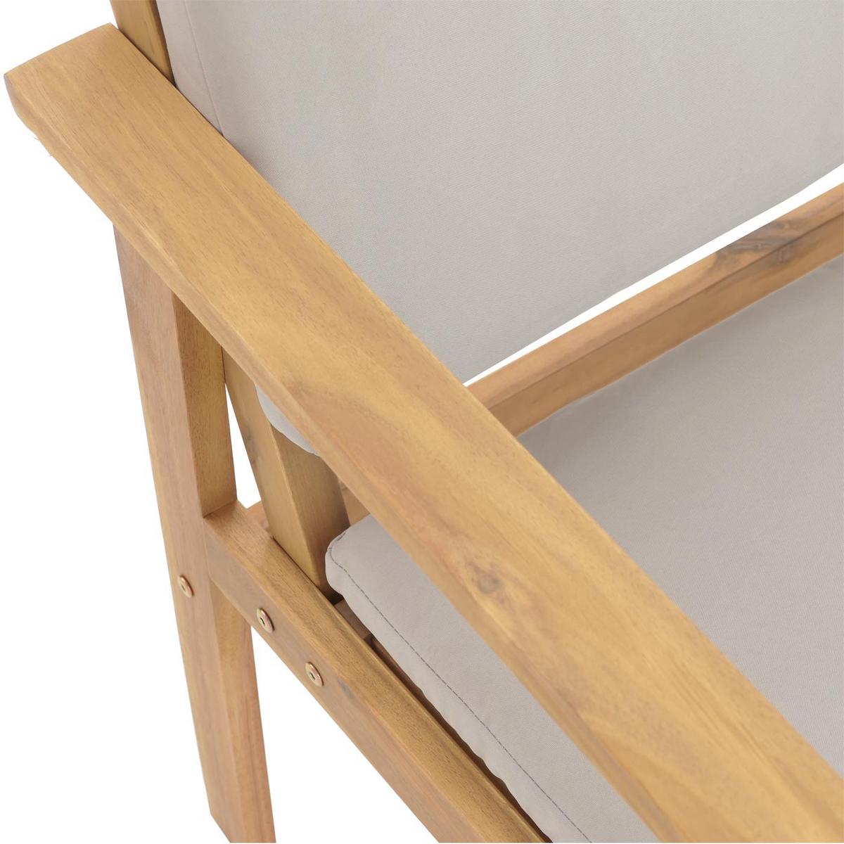 GARTEN-GARNITUR Beige, Grau 1x Bank, 2x Sessel, 1x Tisch-Set - Beige/Grau, Holz - MCW