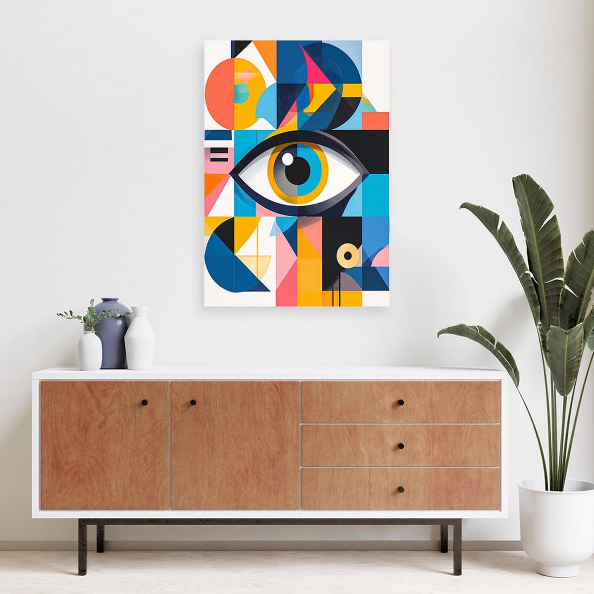 LEINWANDBILD Abstraktion Auge inspiriert vom Bauhaus 70x100cm - Multicolor, Textil (70/100cm) - Feeby