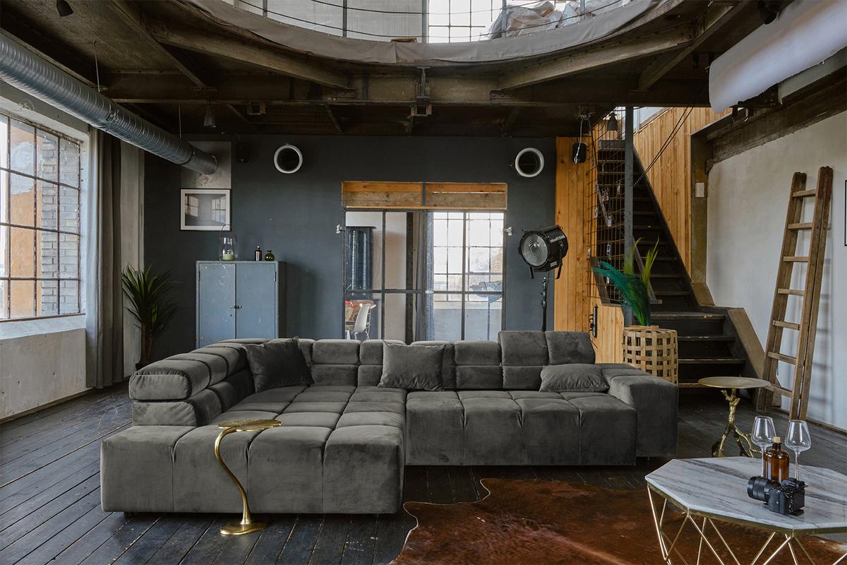 ECKSOFA MIT MOTORISCHEM SITZVORZUG NEVADA Grau Velvet Relaxfunktion - Schwarz/Grau, Textil (319/215cm) - KAWOLA