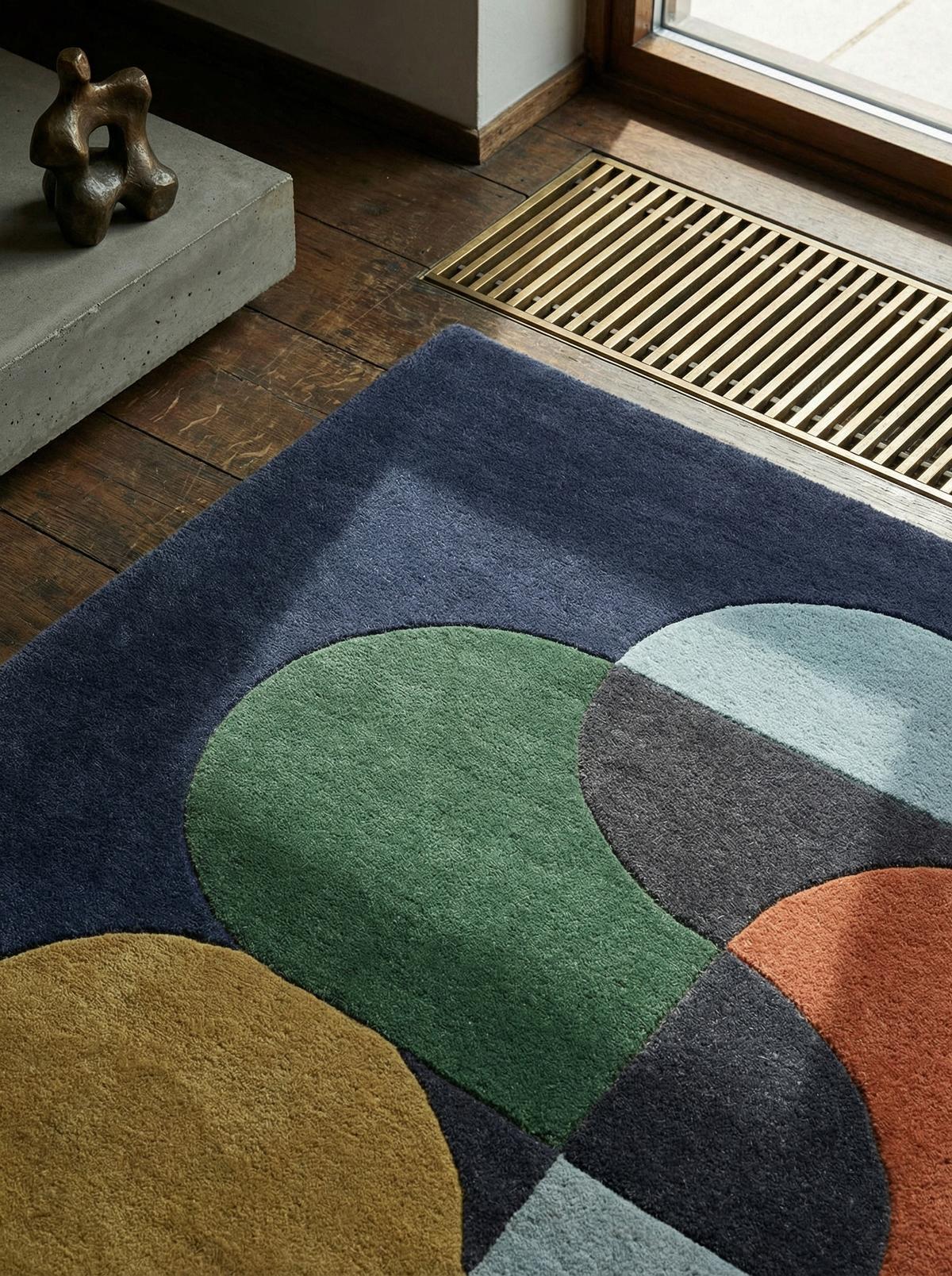 WOLLTEPPICH handgewebt HULL-Beverley, geometrisch, Dunkelblau, 120 x 170 cm - Multicolor, Textil (170/120cm) - KADIMA DESIGN