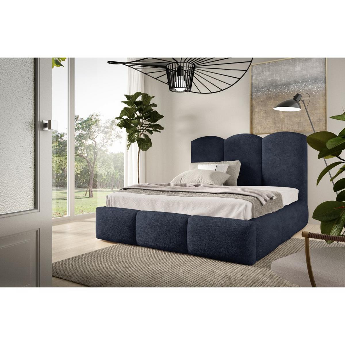 POLSTERBETT Bero, 200x200, Bouclé-Stoff, Marineblau - Dunkelblau, Textil (200/200cm) - Beautysofa