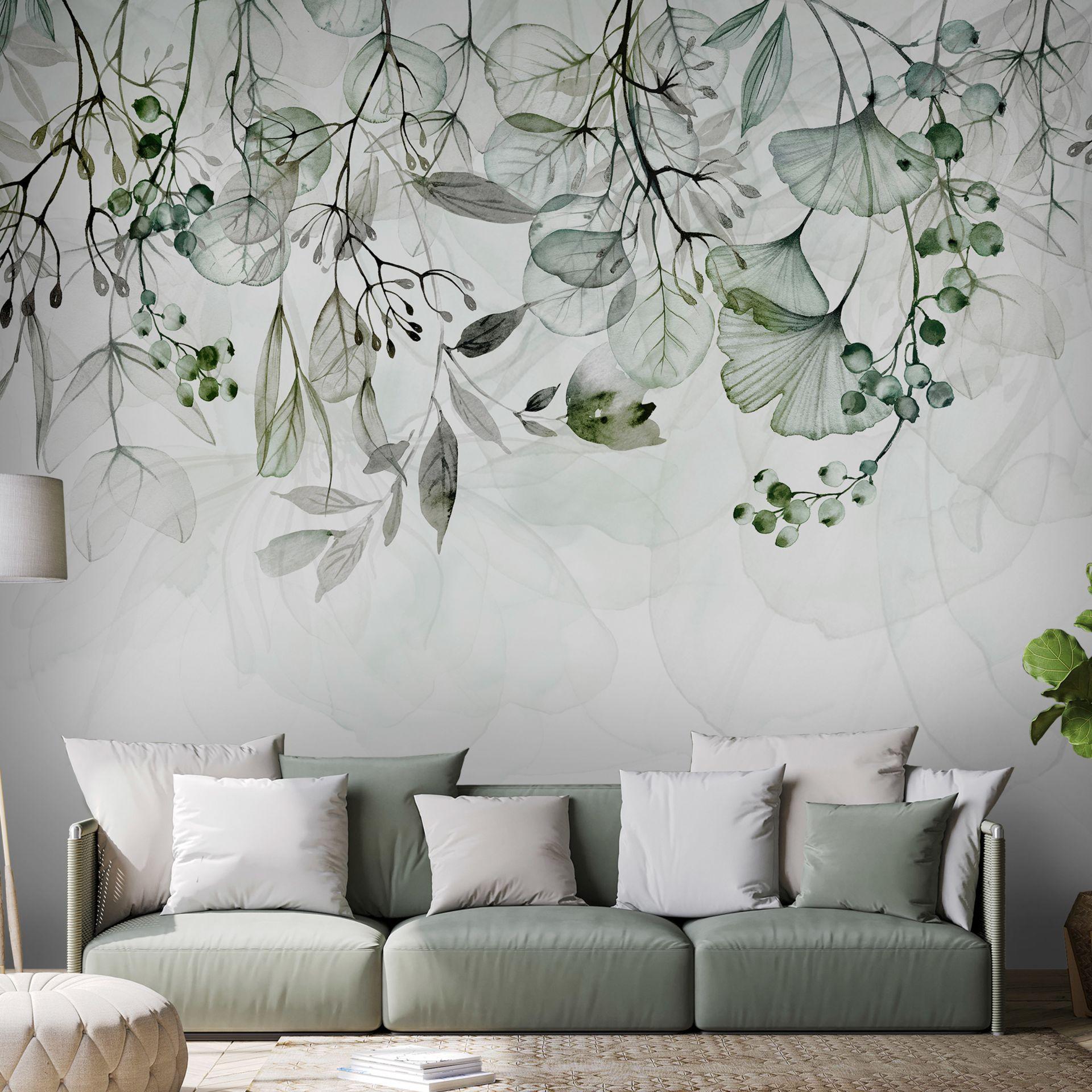 SELBSTKLEBENDE FOTOTAPETE Grün 98/70 cm - Weiß/Grün, Kunststoff/Textil (98/1cm) - KUNSTLOFT