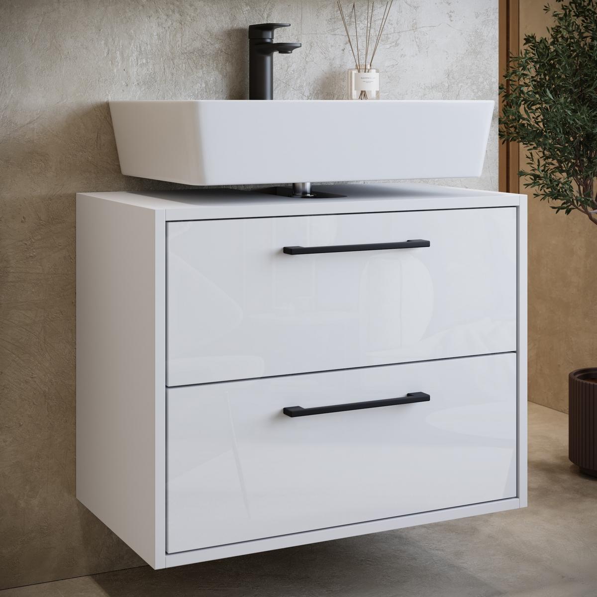 BADMÖBEL-SET Florence 3 Teile Schwarz Matt - 60 x 35 x 51 cm - Weiß, Holz (60/51/35cm) - Badplaats