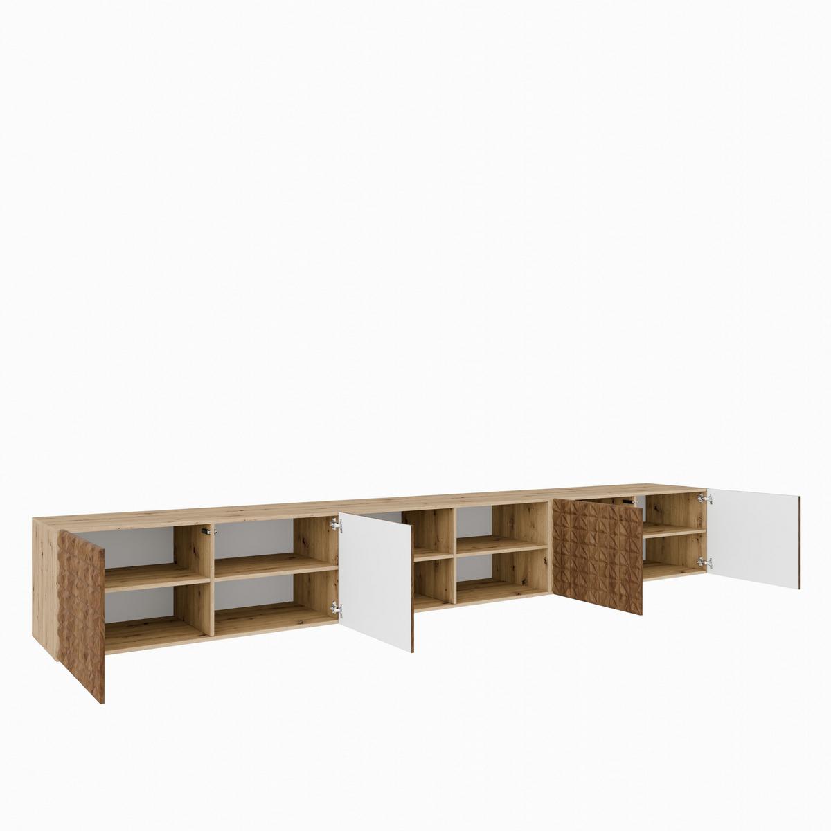 LOWBOARD ROVA 300/41/40 cm, Hängender TV-Schrank Eiche Artisan / Eichefarben - Eichefarben/Braun, Holzwerkstoff (300/41/40cm) - MASSENO
