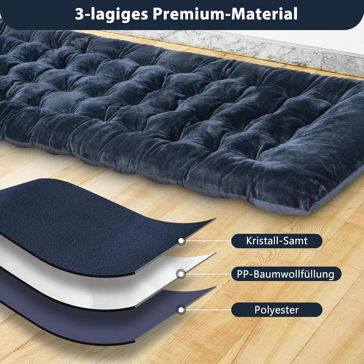 BAUMWOLLE Auflage Blau - Blau, Textil - COSTWAY