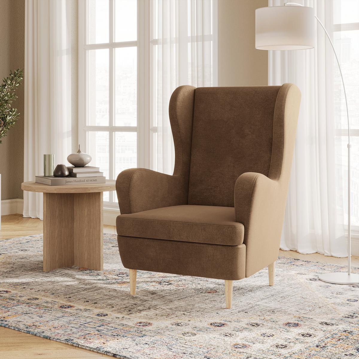 SESSEL VOGERA, Ohrensessel Polstersessel, Beige - Beige, Holz/Holzwerkstoff (78/103/85cm) - MASSENO