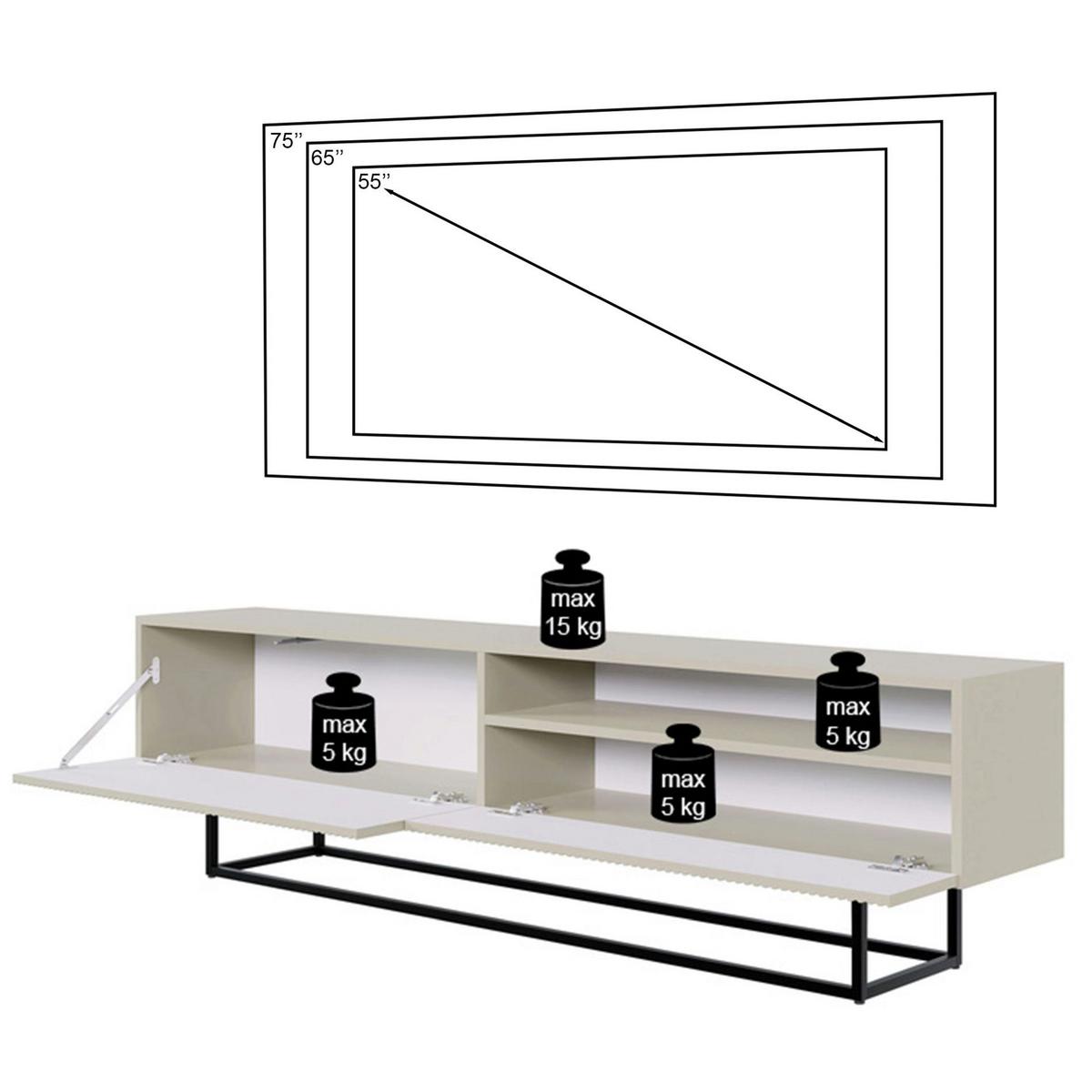 TV-SCHRANK Veldio Schwarz mit offenem Fach und goldenen Metallbeinen 175 cm - Goldfarben/Schwarz, Holzwerkstoff/Metall (175/46.5/31.6cm) - Selsey