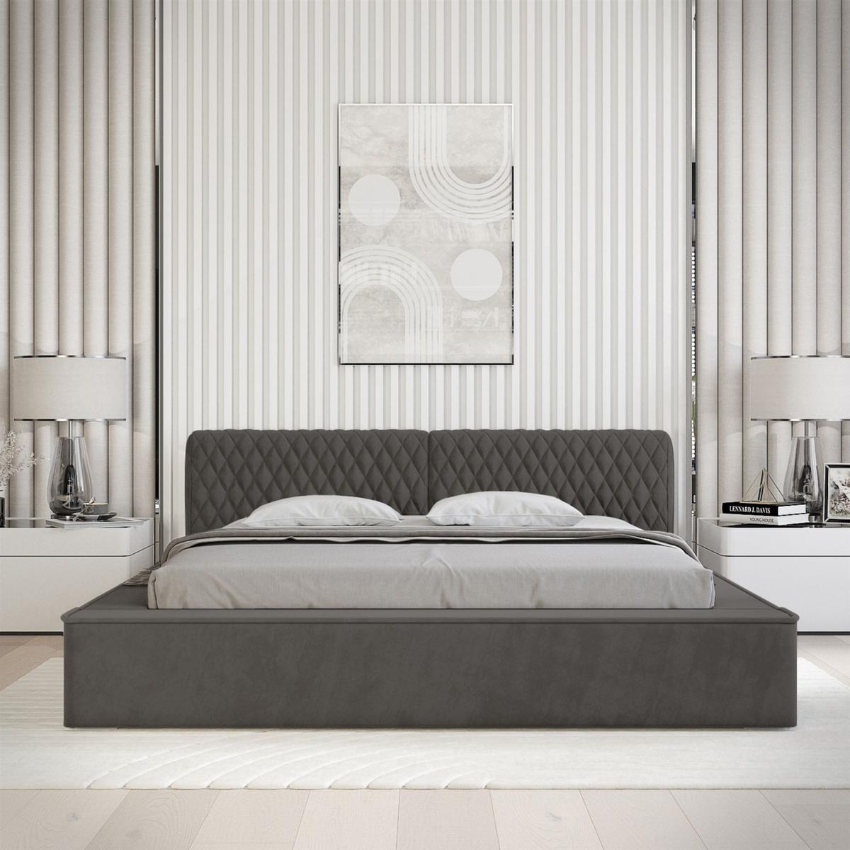 POLSTERBETT Norfolk Stoff Ditra - Anthrazit, Holzwerkstoff/Textil (160/200cm) - Fun Möbel