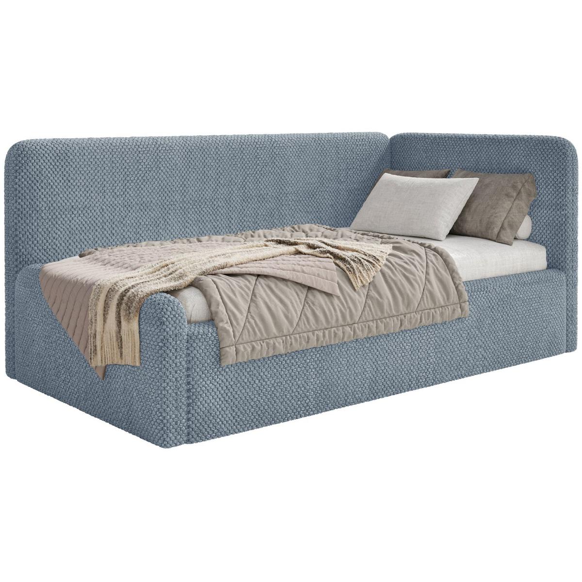 KINDERBETT Fanko Samt Blau 90x200 cm - Blau/Schwarz, Kunststoff/Textil (90/200cm) - Selsey