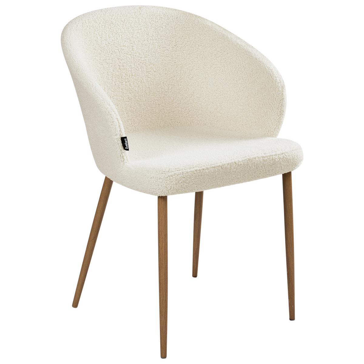 ESSZIMMERSTUHL 2er-Set Cremeweiß Mason - Weiß/Braun, Textil (57/82/45cm) - Beliani