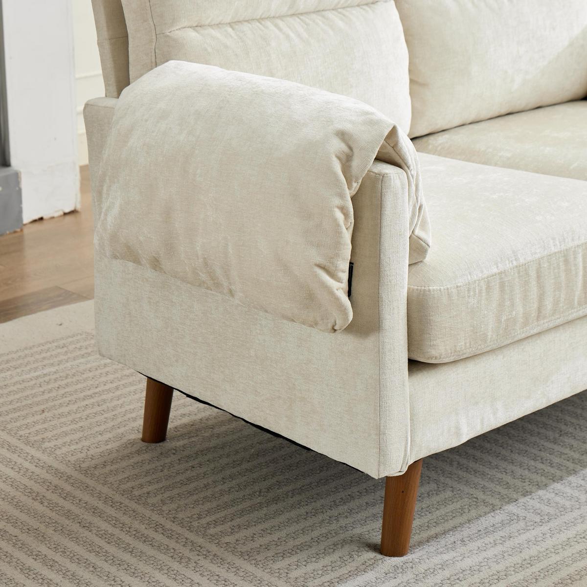 2-SITZER-SOFA aus beigem chenille, kompakt und platzsparend - Beige, Textil (70/85/124cm) - Urban Meuble