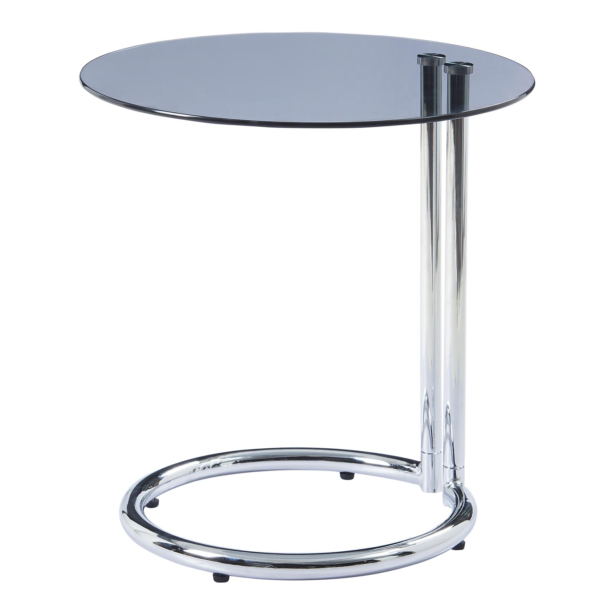 BEISTELLTISCH Ylivieska - Chromfarben/Grau, Glas/Metall (44.5/44.5/46cm) - [en.casa]