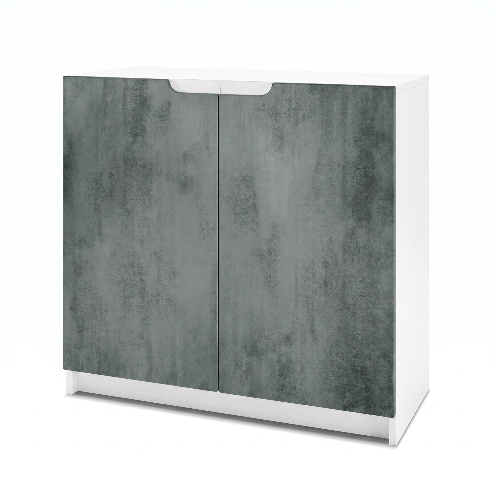 KOMMODE Logan Fronten in Beton Dunkel Optik - Dunkelgrau, Holzwerkstoff (82/78/37cm) - Vladon