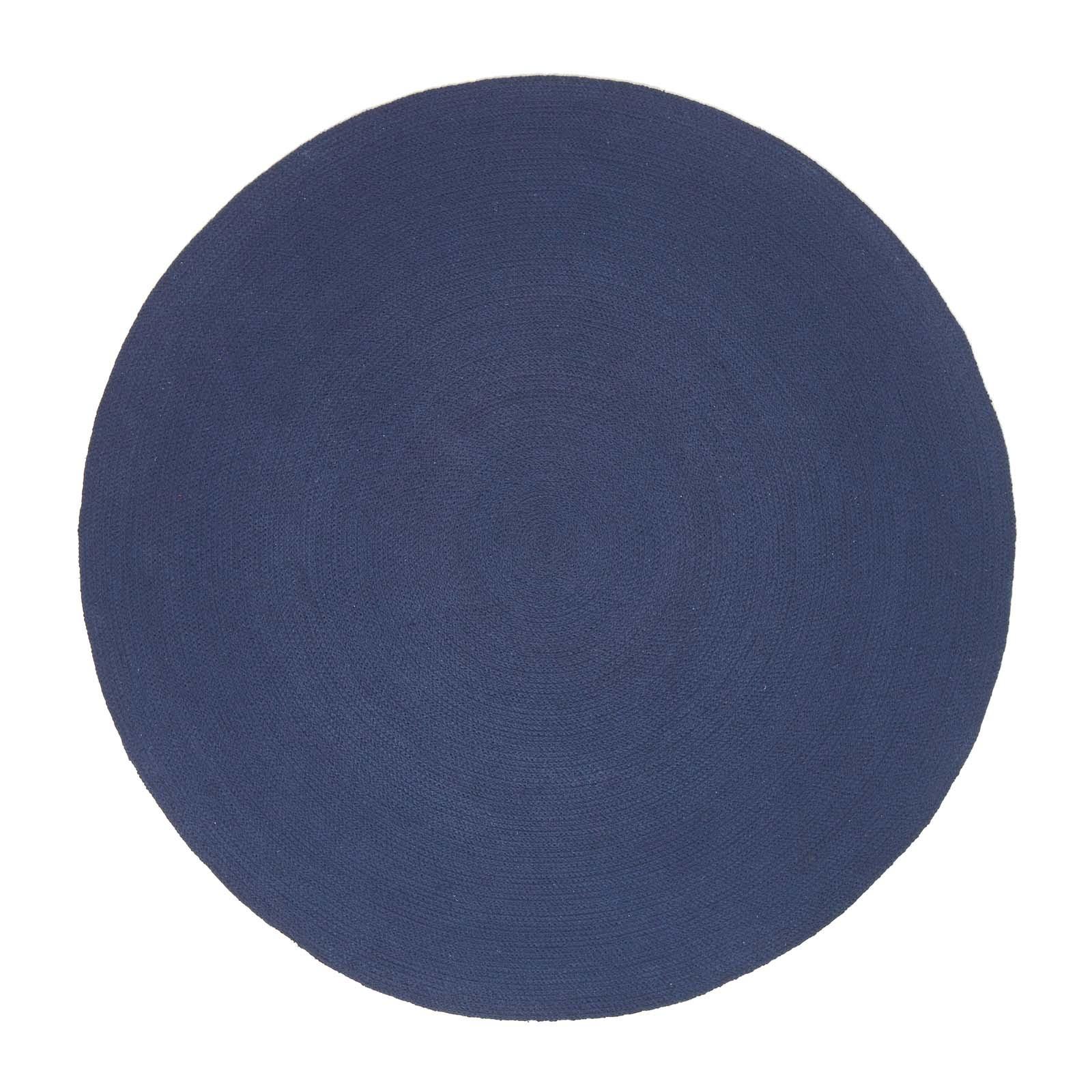 TEPPICH geflochten rund 120 cm - Dunkelblau, Textil (120/120cm) - Homescapes