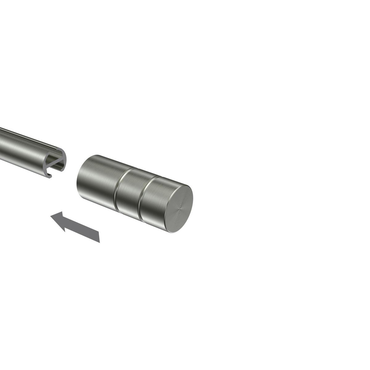 ENDSTÜCKE FÜR GARDINENSTANGEN 16 mm Ø, Caras Edelstahl-Optik, Packung 2 Stück - Edelstahlfarben, Metall (5/2.2/2.2cm) - INTERDECO