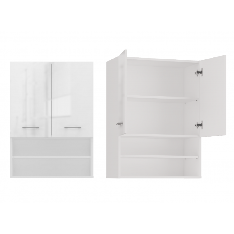 BADEZIMMERSCHRANK Hochglanz Weiß 64/90/30 - Weiß, Holzwerkstoff (64/90/30cm) - RAUMHIRSCH FURNITURE